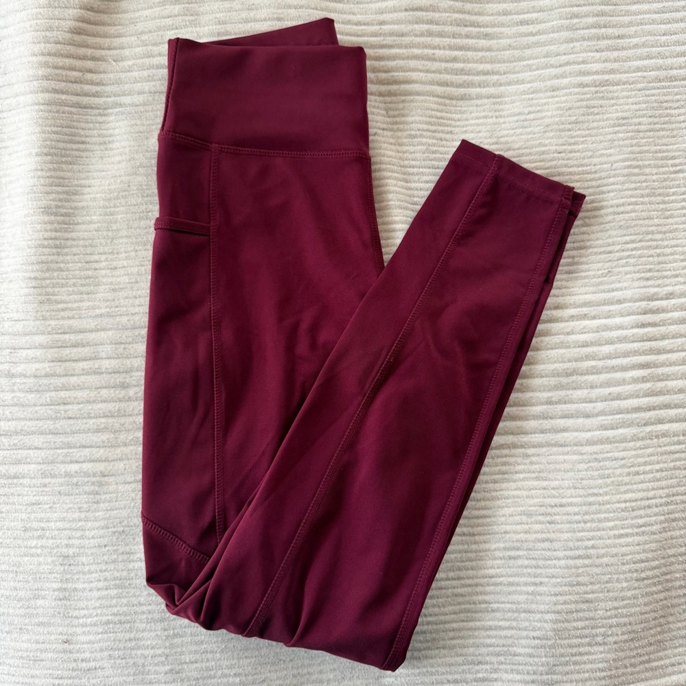 POP Fit Women’s Burgundy High-Rise Athletic Leggings Size Small